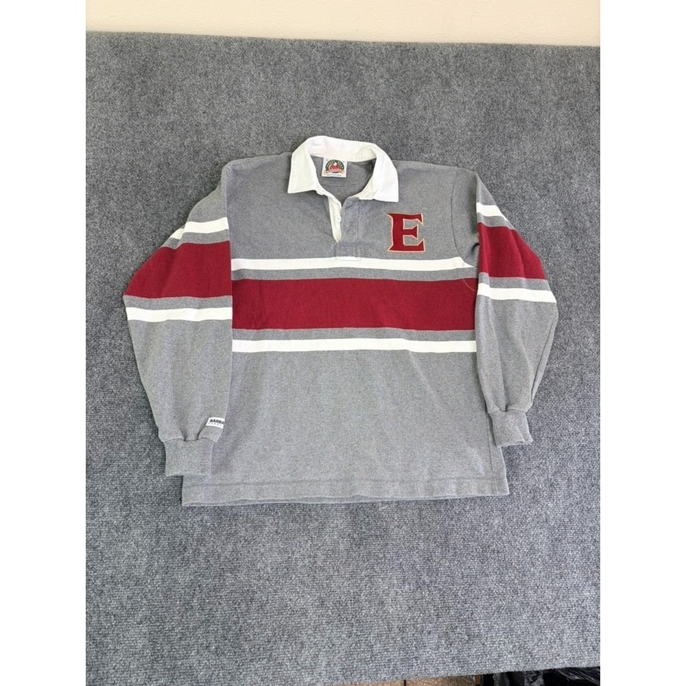 Barbarian Rugby Wear Mens Polo Shirts Gray BurgundyBruzer Elon University Size M
